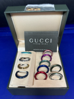 GUCCI Box with Beautiful GUCCI change bezel ladies watch 11 replacement bezels