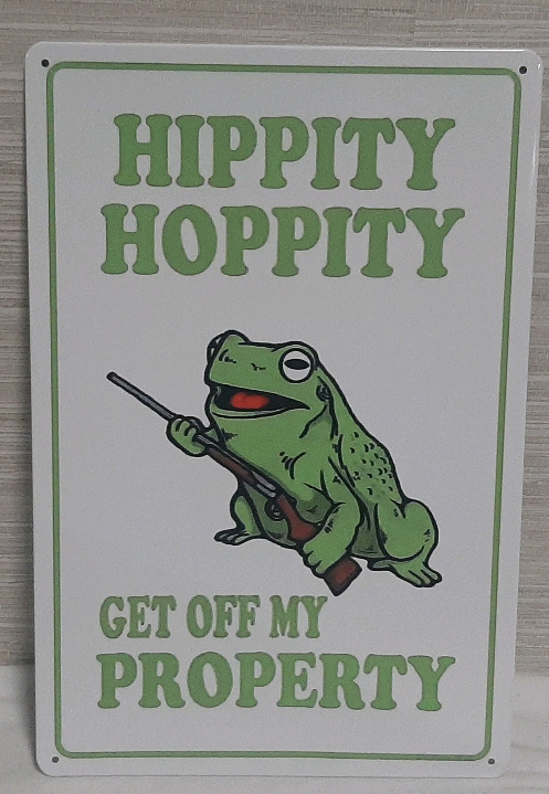 New Hippity Hoppity Metal Sign - 12" X 8"