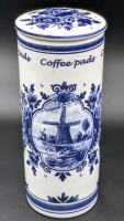 Vintage Handpainted Delft Blue Holland Lidded Coffee Pads Container | 7.5" Tall