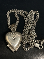 925 TT 44 Mexico Fold Out Locket Heart 925 Italy Curb Chain