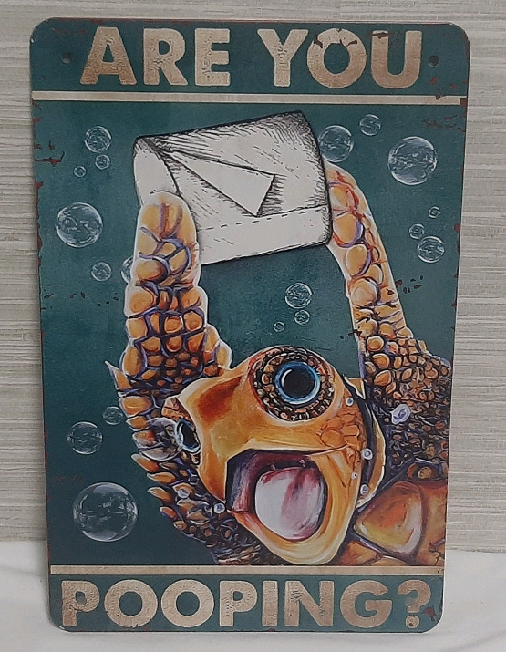 New Turtle Metal Sign - 12" X 8"