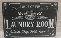 New Laundry Room Metal Sign - 12" X 8"