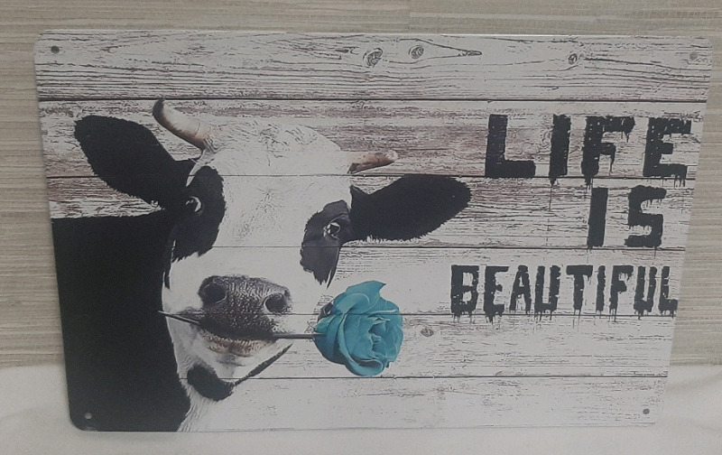 New Life is Beautiful Metal Sign - 12" X 8"