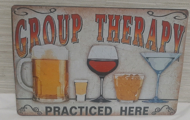 New Group Therapy Metal Sign - 12" X 8"