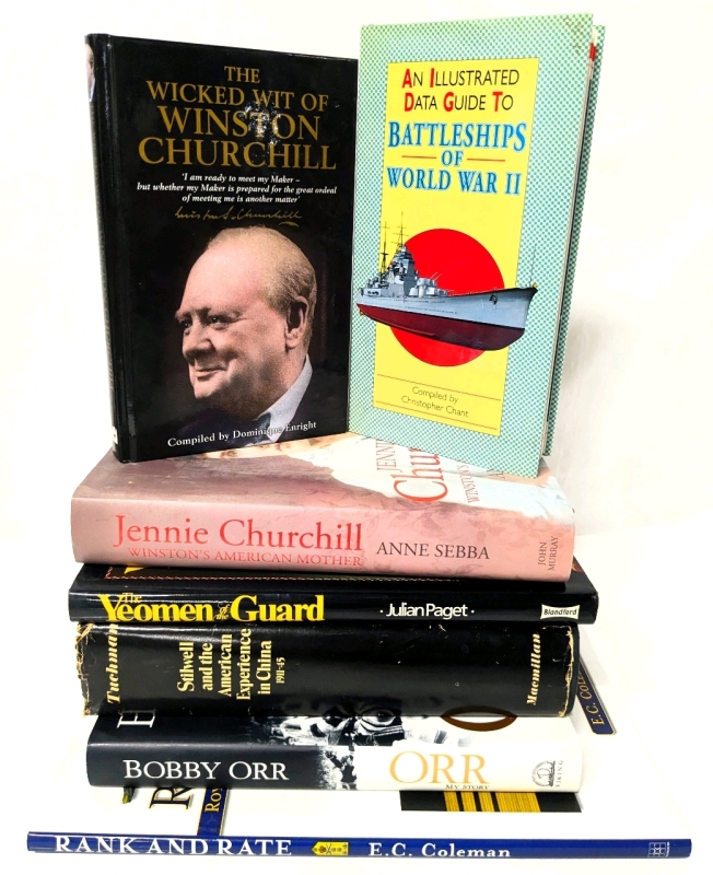 7 Vintage to Modern Hardcover Books: Winston Churchill, Jeannie Churchill, Bobby Orr +