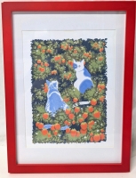 Adorable New "Strawberry Field Meetup" by Kelsey Short | Framed & Matted Print | Frame 11.2" x 15 25" | Retails for Over $60!