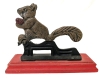 Vintage Cast Iron Squirrel Nutcracker on Wood Base | 7.5" x 2.5" x 5.75" - 2