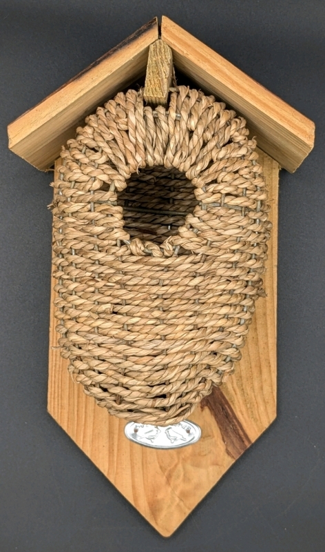 Cute Seagrass and Pine Wood Birdhouse | 4.75" x 4" x 10"