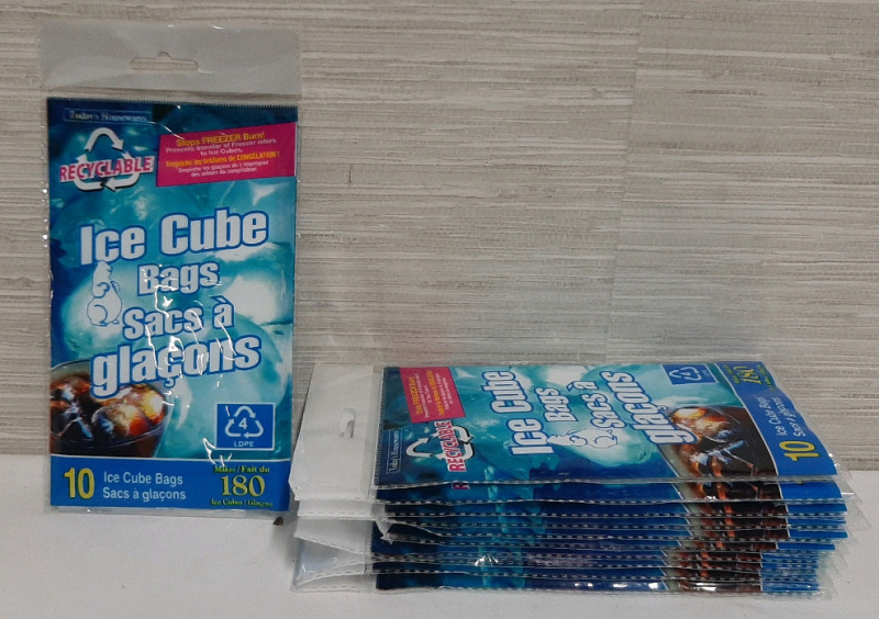 11 New Packs of Recyclable Ice Cube Bags - 11 Bags Each, 110 Bags Total