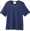 New Silverts Missy Soft Embroidered Adaptive Top Navy Retails $30