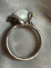 925 Sterling Large Mabe Cupped Pearl Wide Band Ring Size 8.5 - 4