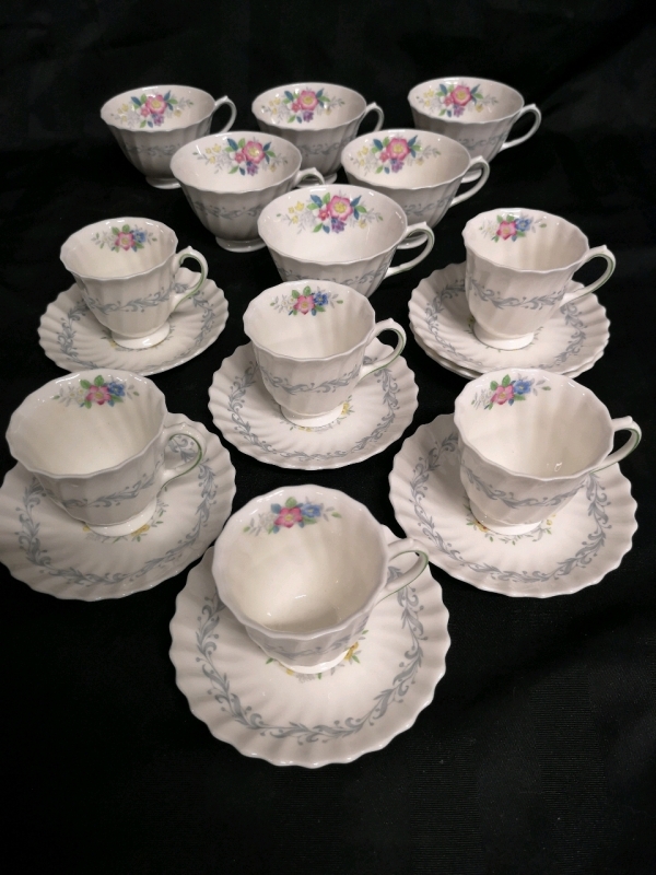 Vintage Royal Doulton Teacups + Demitasse Cups & Saucers - Windermere Pattern