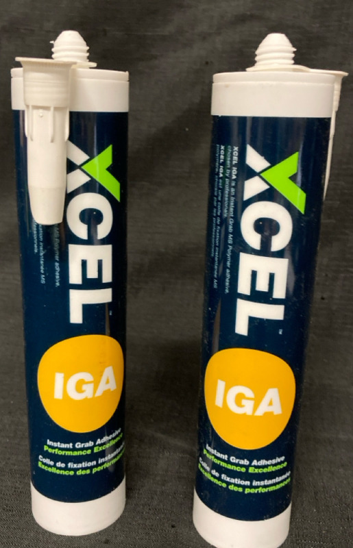 2 New White Xcell IGA Instant Grab adhesive 290ml ea