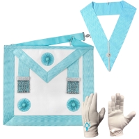 New Craft Masters Masonic Regalia Worshipful Master Set: Apron + Collar + Pair of Small White Gloves | Retails for Over $100