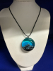 New Mountain Scenery Blue Resin Glowing Round Pendant on Cord - 2