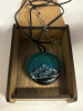 New Mountain Scenery Blue Resin Glowing Round Pendant on Cord - 4