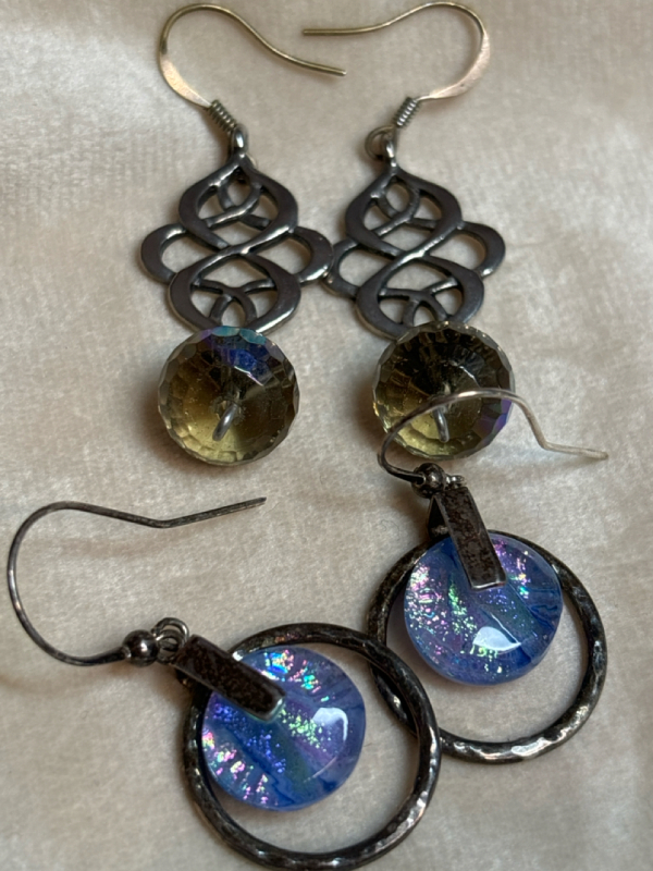 Dichroic Nebula Sterling Silver Droo Earrings Celtic Knot Drop Earrings