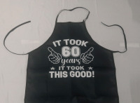 New "60 Years" Black Cooking Apron