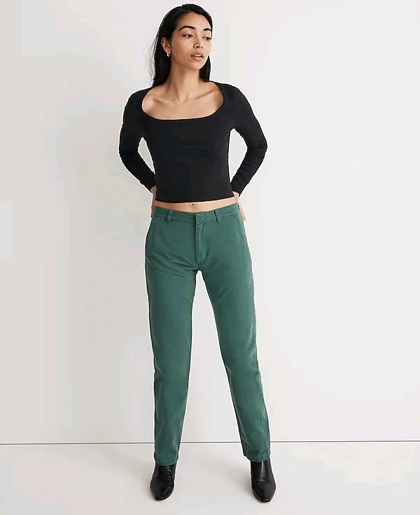 New Womens sz 30 Low-Slung Straight Chino Pant - Spruce