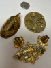 Lovely Textured & Filigree Brooches Earrings Large Pendants in Gold Tone - 4