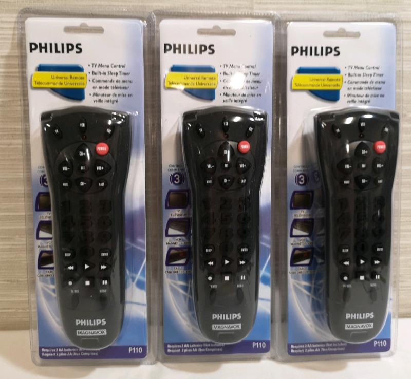 3 New Philips Universal Remote Controller's P110 requires two AA batteries not included