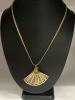 Damascene Fan Pendant with Chain and Earrings - 2