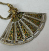 Damascene Fan Pendant with Chain and Earrings - 4