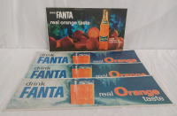 4 Vintage cardboard Signs Fanta Orange Coca-Cola LTD. 24" × 7" , 18 1/2" × 10"