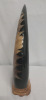 Vintage Conch Shell Light 7 1x4" Tall, Horn Carved A Eagle On Wooden Base 10" Tall - 3