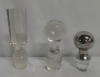 3 Vintage Glass Decanter Stoppers Tallest 5 1/4", 4 1/2", 3 1x2".