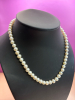 Lustrous White Fresh Water Knotted Pearl Strand 15 Inch Box Clasp