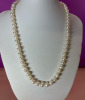 Lustrous White Fresh Water Knotted Pearl Strand 15 Inch Box Clasp - 4