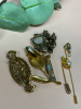 Damascene Budding Brooch Stick pins Victorian style Bar Brooch Art Nouveau - 6