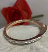 SWAROVSKI Get Bangle Hinged With Crystals Rose Gold PVD Signed M stamped