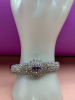 Hinged Pave Cluster Brilliant Rhinestone Bracelet Amethyst Cab Patented Purple Heart Earrings - 5