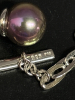 925 Sterling Silver Trombone Chain with Faux Tahitian Black Pearl Toggle Clasp 16 Inch - 4