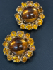 Stunning Double Layered Topaz Light Smoked Topaz Rhinestone Brooch and Earrings - 3