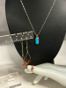 Stamped 925 Mexico Blue Turquoise Pendant 925 Chain 925 Coral Toe Ring 925 Drop Earrings - 5