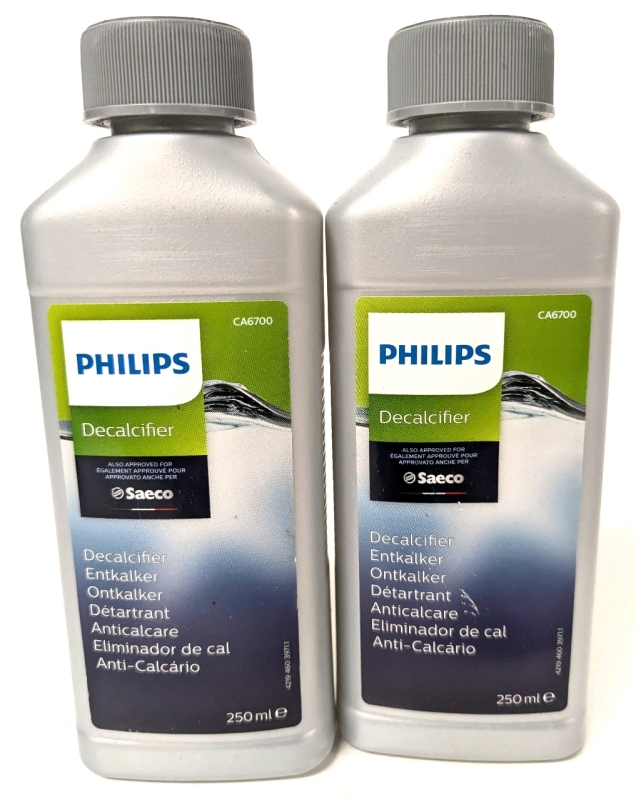 2 New Philips Saeco Decalcifier Descaling Solution for Espresso Machines & More | 250ml ea | EXP 12-21-2024