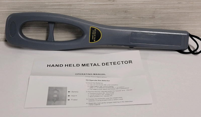 Hand Held Electric Metal Detector , measures . Untested , Requires One (1) 9V Battery