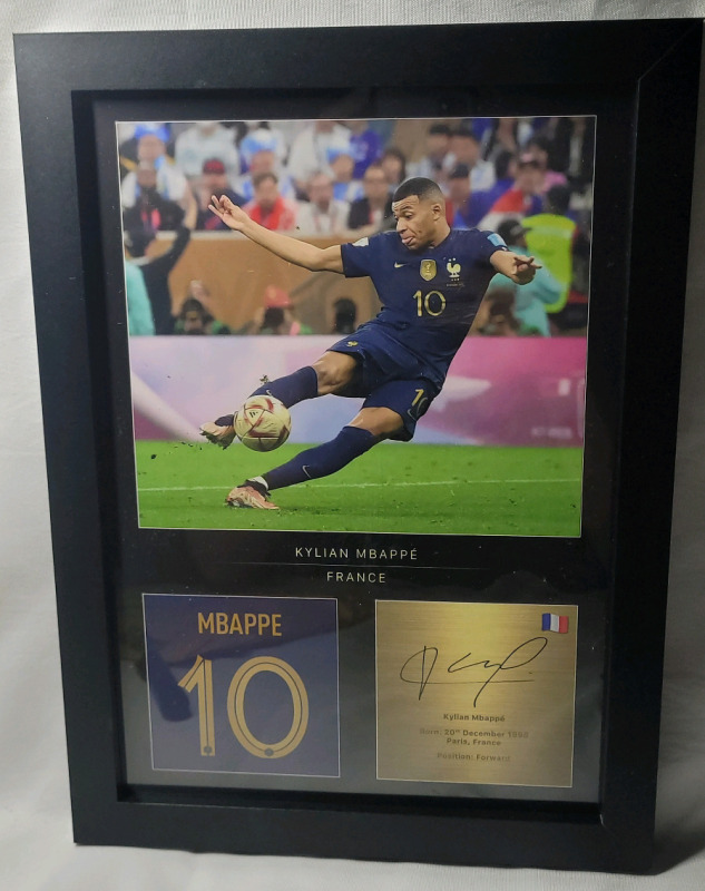 France & Paris Saint-Germain Football Superstar Kylian Mbapp&eacute; Framed Print