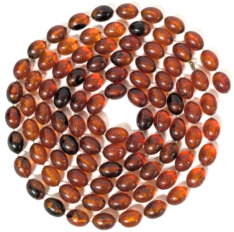 55" Long Strand of Vintage Reconstituted Amber Beads | 90+ Beads 0 5" Long ea