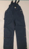 New - Carhartt Mens Loose Fit Firm Duck Insulated Bib Overall , Size Large . Navy Blue . Small marks on back , see photo . Retail $200