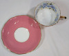 Aynsley Pink w/Flowers Cup & Saucer . Both Ring True . Slight Minor Wear to Gold Trim on Cup - 3