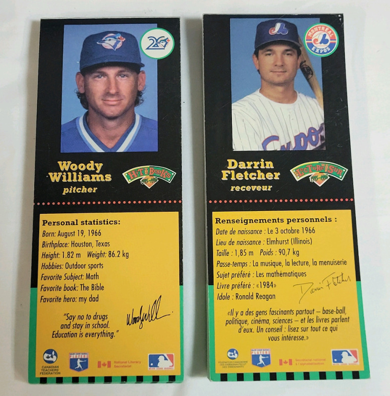 1995-96 MLB Baseball Hit the Books Toronto Blue Jays & Montreal Expos Book Mark Trading Card Sets , Appear Complete