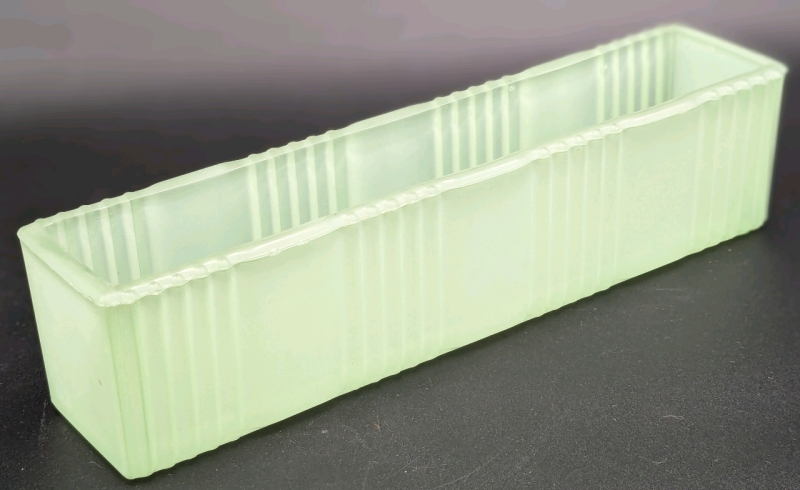 Neat Vintage Art Deco Rectangular Satin Glass Fridge Container | 9" x 2" x 2.15" Tall