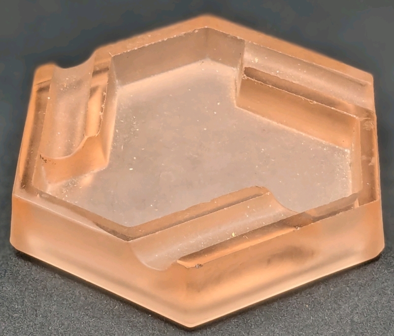 Rare Vintage Low Profile Art Deco Satin Hexagonal Glass Ashtray | 4" x 3.5" x 0.75" Tall