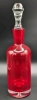 Large & Heavy Ruby Red Glass Decanter with Stopper | 13.5" Tall