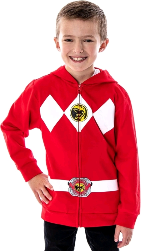 New Kids Size Small | The Power Rangers Red Ranger Mesh Face Covering Full-Zip Costume Hoodie