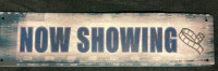 New Now Showing Metal Sign 4&rdquo; L x 16&rdquo;w
